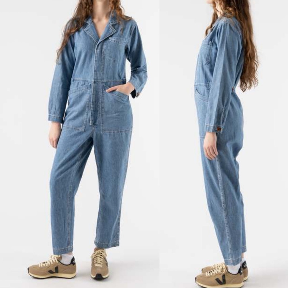 Alex Mill Standard Denim Jumpsuit Boiler Suit Coveralls Blue Utility Cotton - Picture 11 of 16